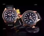 Replica Rolex Yachtmaster Sapphire Crystal Glass Leather Strap Mens Watch 40mm